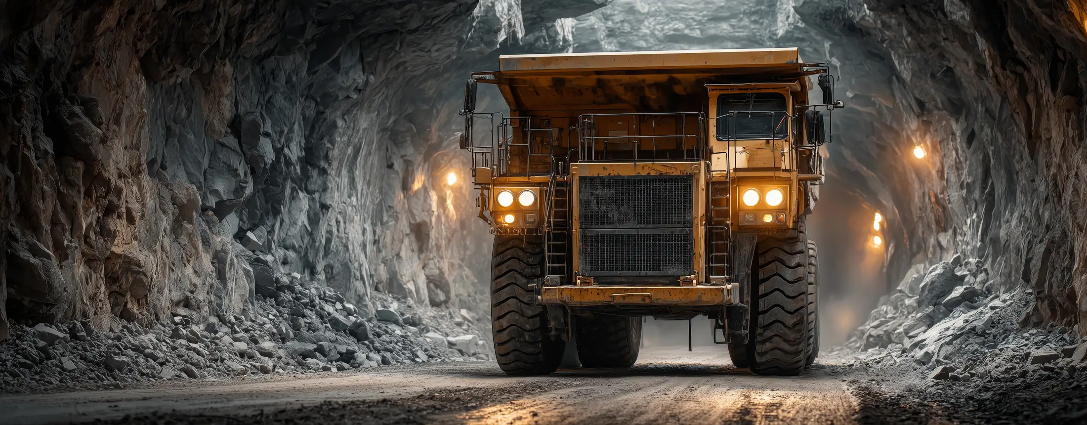 Mining haul truck operating in an underground tunnel